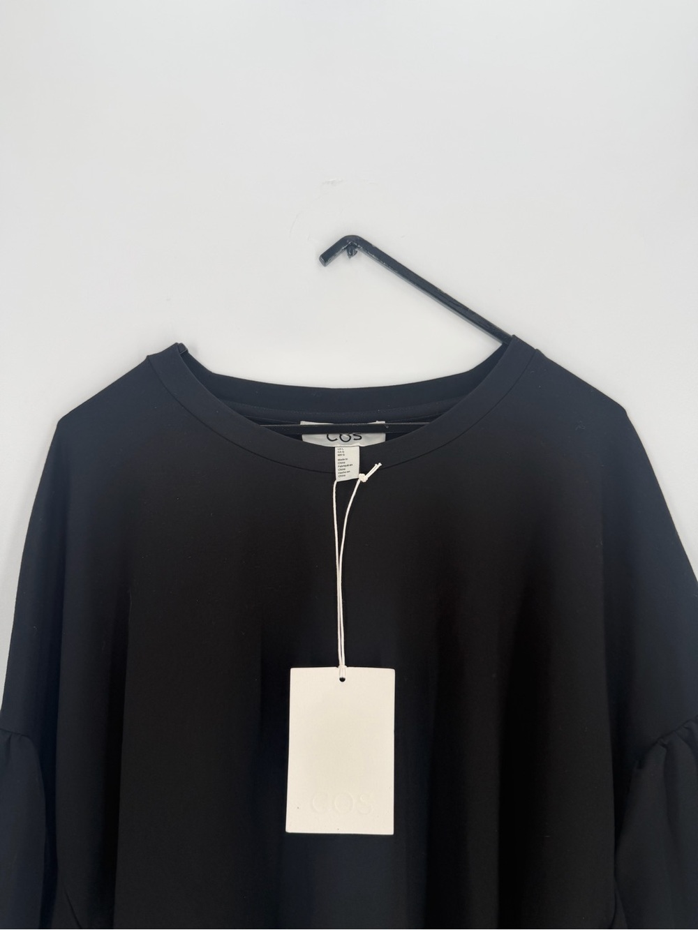 Cos Voluminous Puff Sleeve T-Shirt In Black